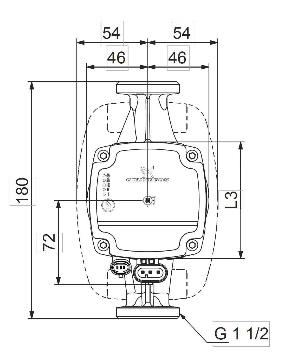 Pompă Circulație Grundfos ALPHA1 L 25-60 180 - pentru Pompă de Căldură – detaliu tehnic 7