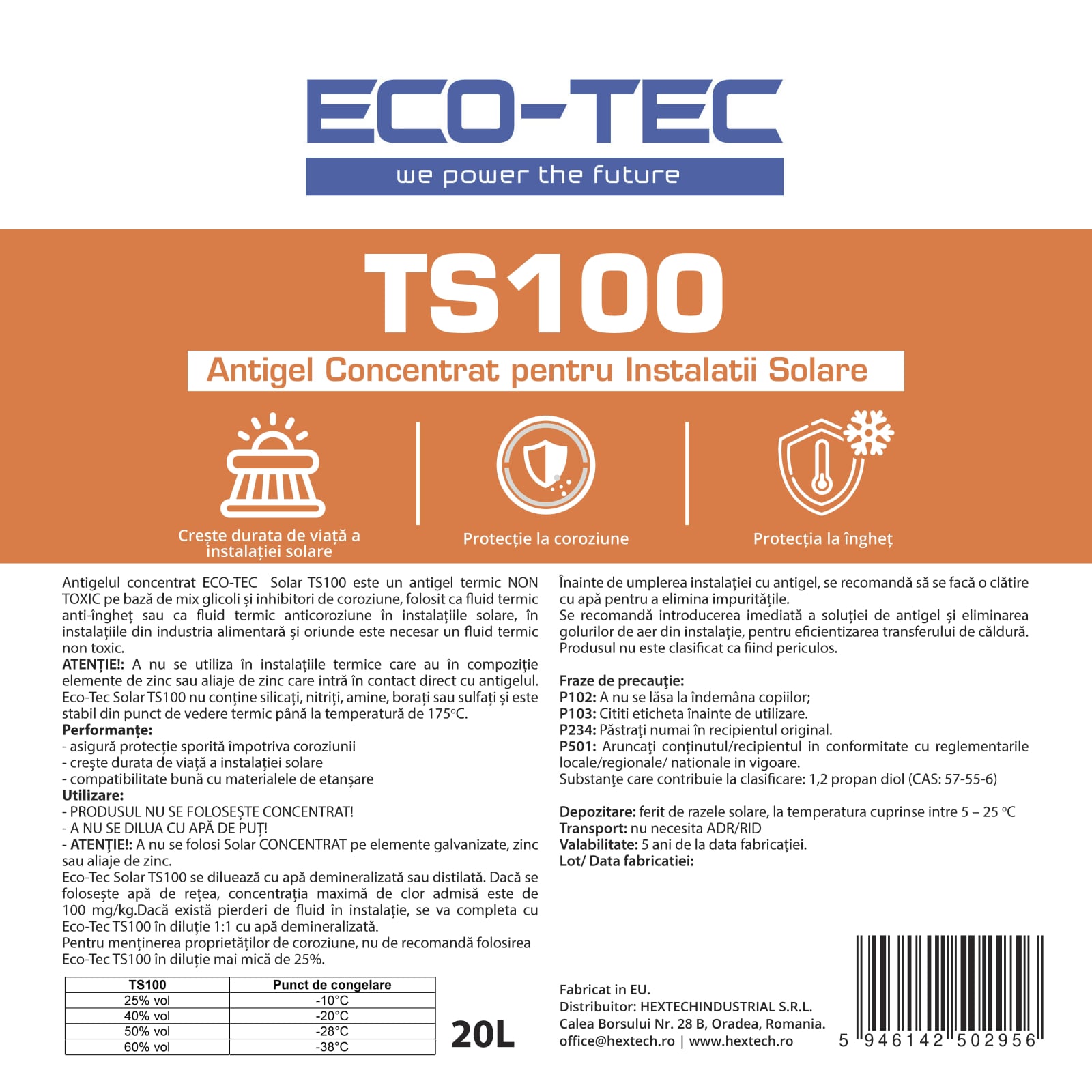 Antigel Concentrat Non-Toxic pentru Pompă de Căldură și Instalații Termice - TS100 – detaliu tehnic 9