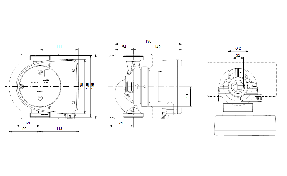 Pompă Circulație Grundfos MAGNA1 32-100 180 – pentru Pompă de Căldură – imagine 3